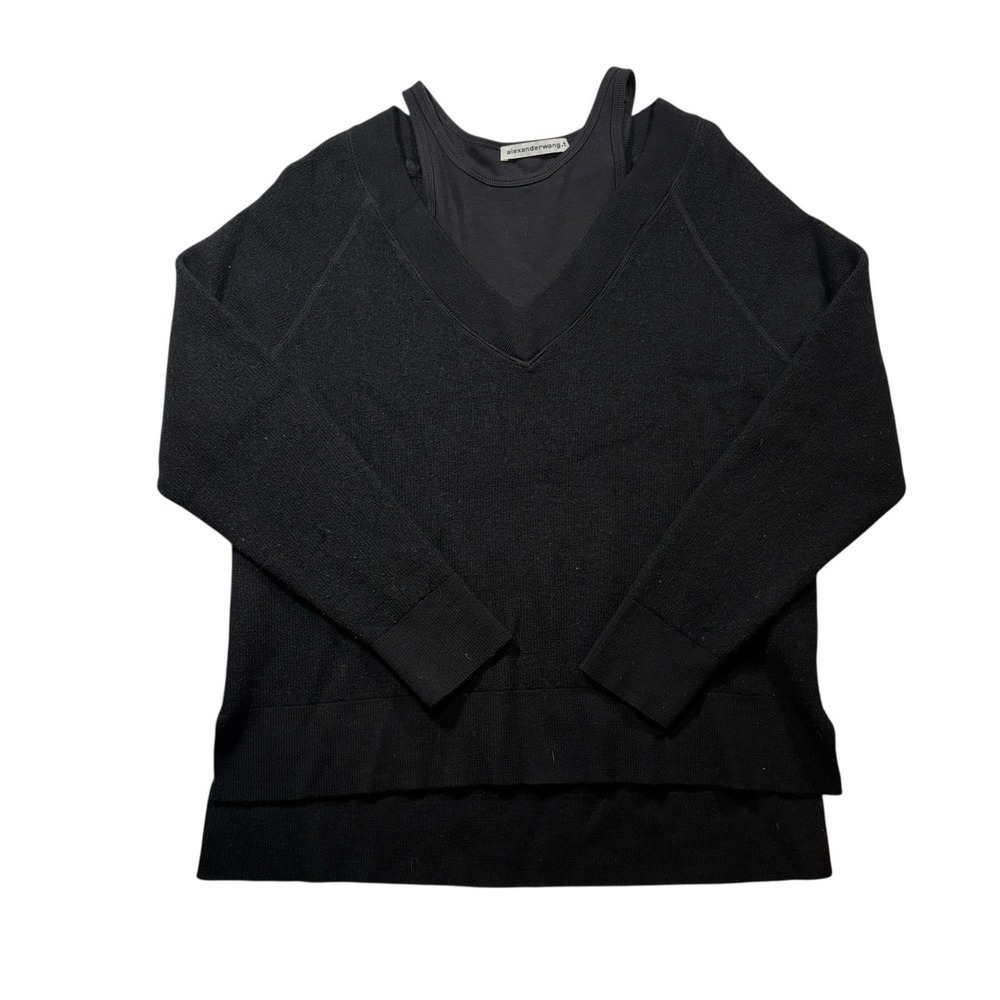 T‎ by Alexander Wang Black Inner Tank Raglan Sweater Medium
